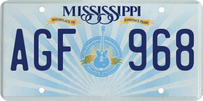 MS license plate AGF968