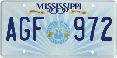 MS license plate AGF972