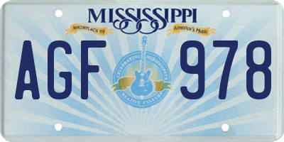 MS license plate AGF978