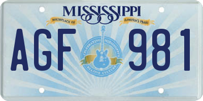 MS license plate AGF981