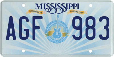 MS license plate AGF983