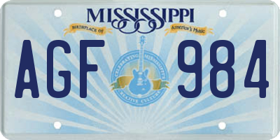 MS license plate AGF984
