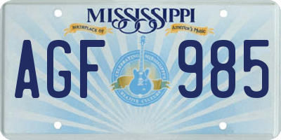 MS license plate AGF985