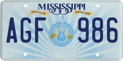 MS license plate AGF986