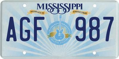 MS license plate AGF987