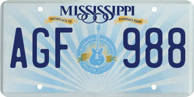 MS license plate AGF988