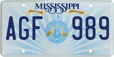 MS license plate AGF989