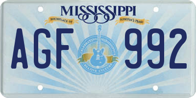 MS license plate AGF992