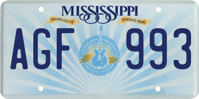MS license plate AGF993