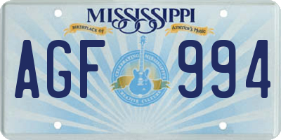 MS license plate AGF994