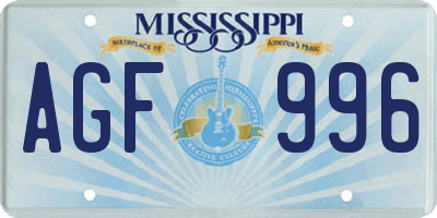 MS license plate AGF996