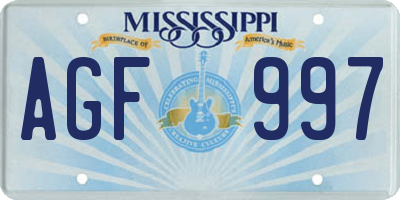 MS license plate AGF997
