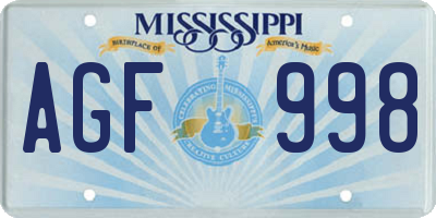 MS license plate AGF998