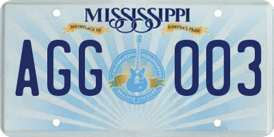 MS license plate AGG003