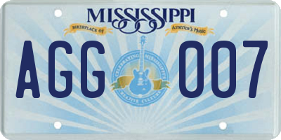 MS license plate AGG007
