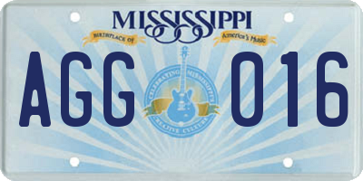 MS license plate AGG016