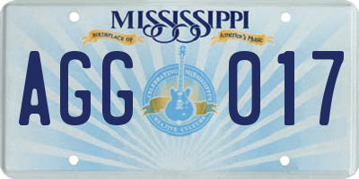 MS license plate AGG017