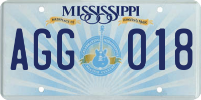 MS license plate AGG018
