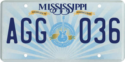 MS license plate AGG036
