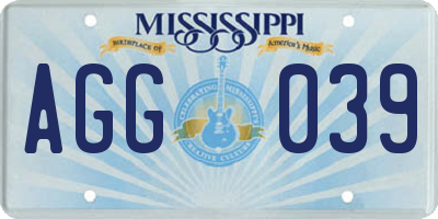 MS license plate AGG039