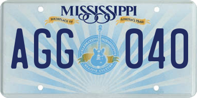 MS license plate AGG040