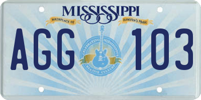 MS license plate AGG103