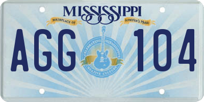 MS license plate AGG104