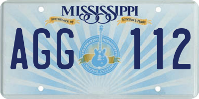 MS license plate AGG112
