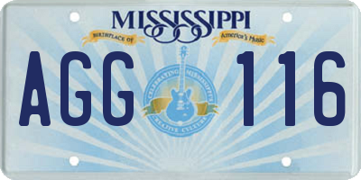 MS license plate AGG116