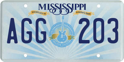 MS license plate AGG203