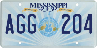 MS license plate AGG204