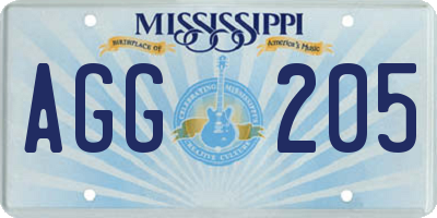 MS license plate AGG205
