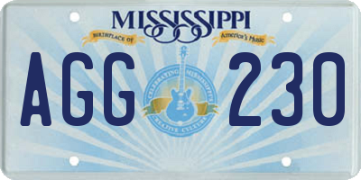 MS license plate AGG230