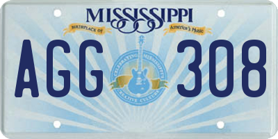 MS license plate AGG308