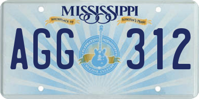 MS license plate AGG312
