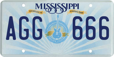 MS license plate AGG666