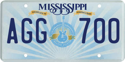 MS license plate AGG700