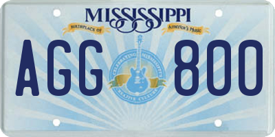 MS license plate AGG800