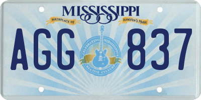 MS license plate AGG837