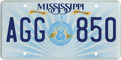 MS license plate AGG850