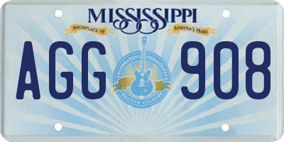 MS license plate AGG908