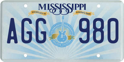 MS license plate AGG980
