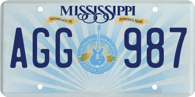 MS license plate AGG987