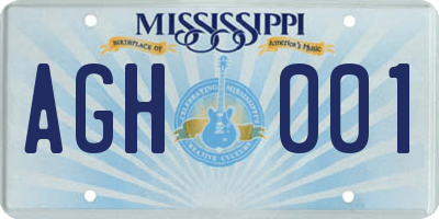 MS license plate AGH001