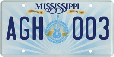 MS license plate AGH003