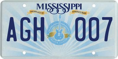 MS license plate AGH007