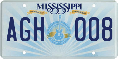 MS license plate AGH008