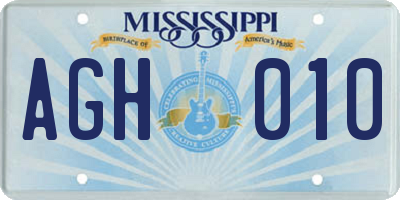 MS license plate AGH010