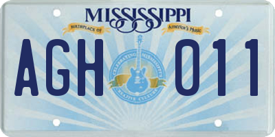 MS license plate AGH011