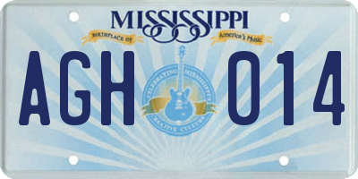 MS license plate AGH014
